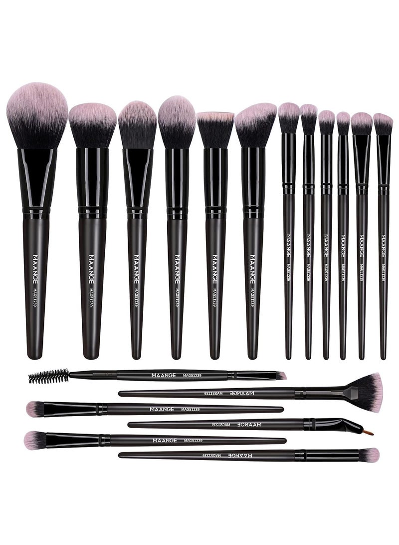 مانجي مجموعة فرش مكياج صناعية فاخرة مكونة من 18 قطعة، كريم أساس ناعم، بودرة، كحل، ظلال عيون، مجموعة فرش مكياج احترافية - Image 1