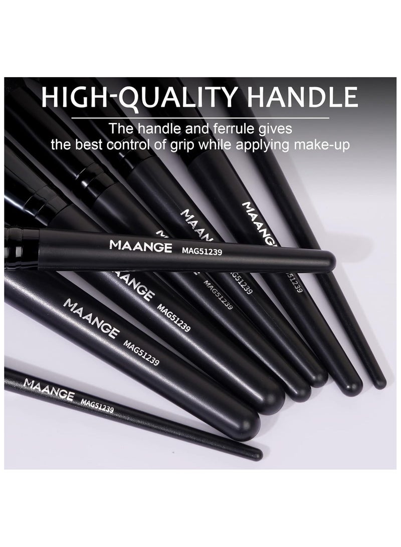 مانجي مجموعة فرش مكياج صناعية فاخرة مكونة من 18 قطعة، كريم أساس ناعم، بودرة، كحل، ظلال عيون، مجموعة فرش مكياج احترافية - Image 4