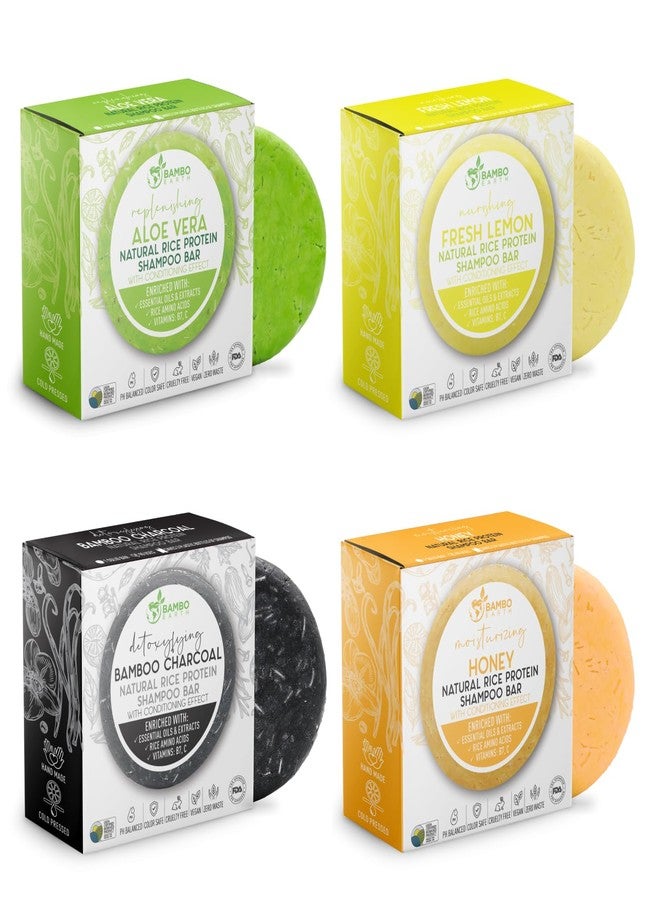 BAMBOEARTH Solid Rice Protein Water Shampoo Bar With Conditioner Effect Hair Soap - Shampoo Bars For Hair With All Natural Plant Based Essential Oils And Zero Waste Packaging | Detox Bundle Bundle 4 Pack - Image 1
