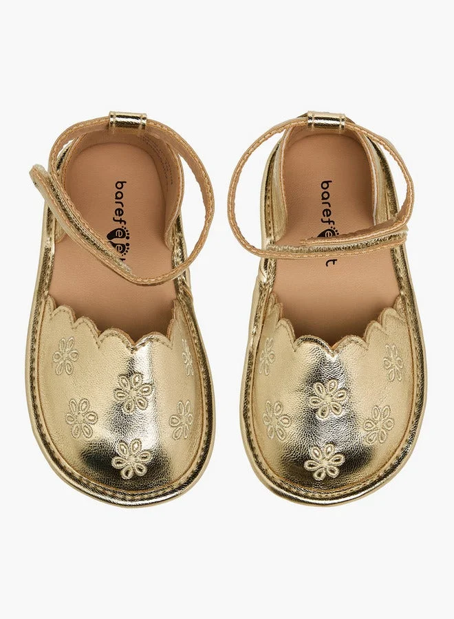 Barefeet Shoes With Hook & Loop Closure, Floral Embroidery