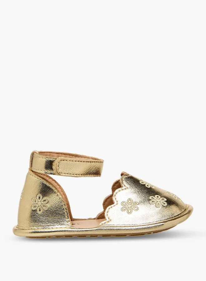 Barefeet Shoes With Hook & Loop Closure, Floral Embroidery