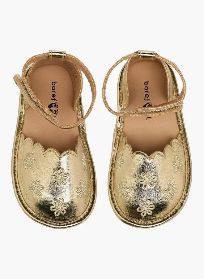 Barefeet Shoes With Hook & Loop Closure, Floral Embroidery
