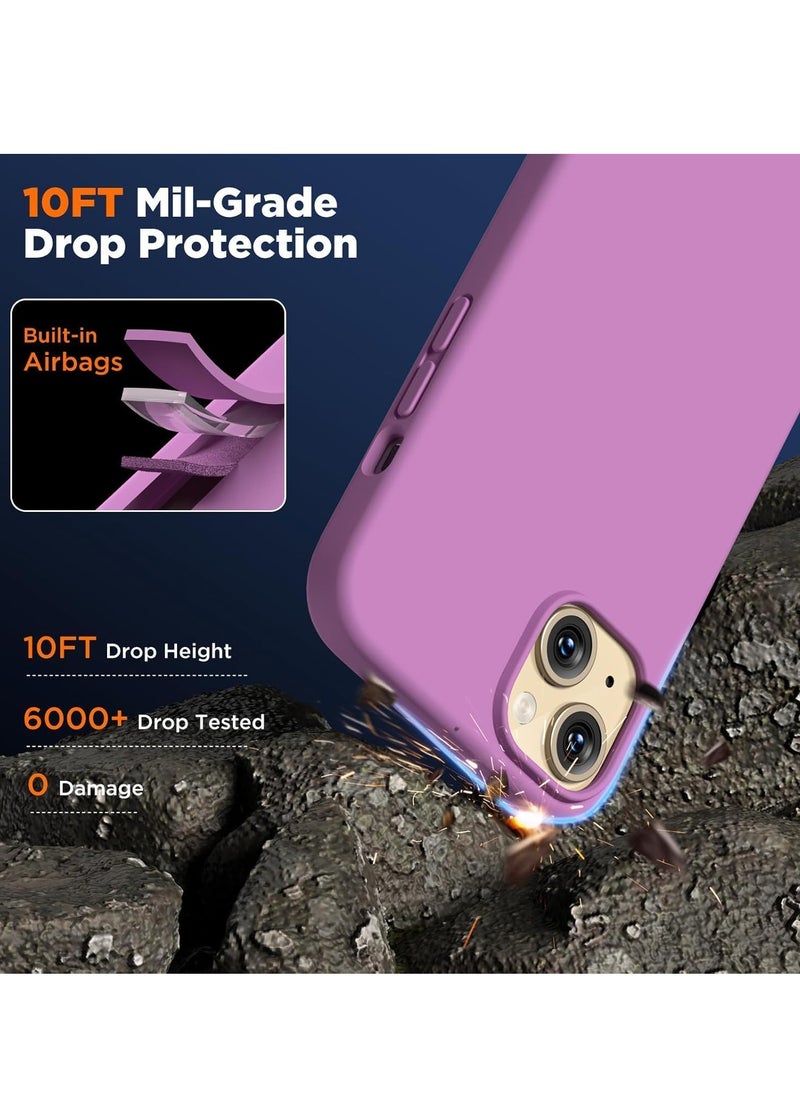 Generic - Silicone Case Compatible with iPhone 13 /14 Case (5.4 inches), High-Quality Silicone, All-Round Protection Mobile Phone Case: 3-Layer Structure Protective Case, Scratch (lavander Purple) - Image 1