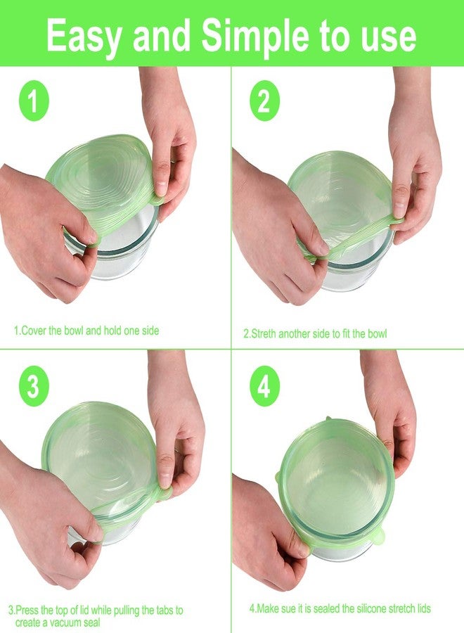 ONEGOL Silicone Stretch Lids for Food Storage in Fridge, 12 Pack Silicone Lids, Reusable Food Grade Silicone Bowl Covers for Cups, Bowls and Dish, 6 Sizes Round and Rectangle Shape - Image 4