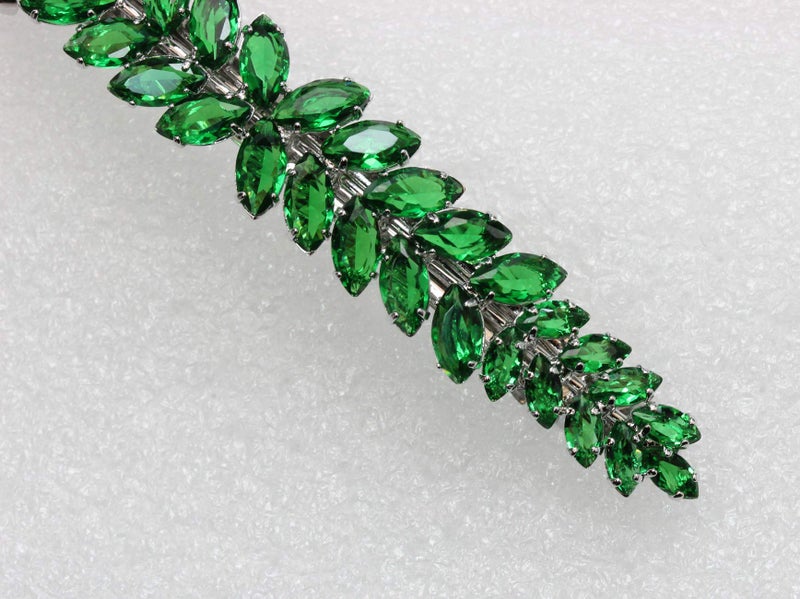 Faship Gorgeous Green CZ Crystal floral Hair Barrette - Image 4