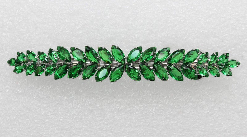 Faship Gorgeous Green CZ Crystal floral Hair Barrette - Image 3