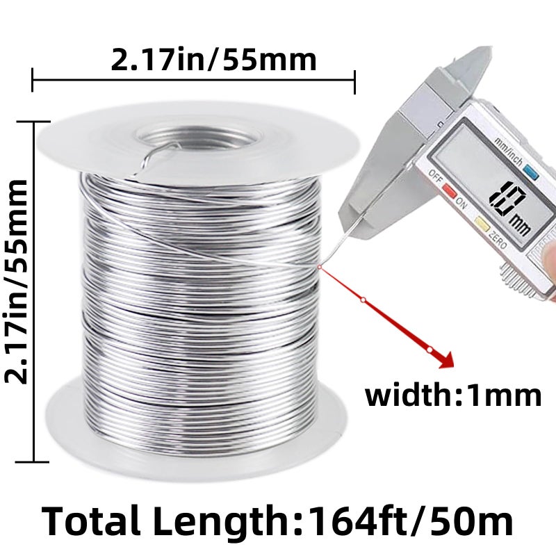 TKYZMS 164 Feet Ultra-Soft 18 Gauge Aluminum Wire - 1mm Bendable Metal Craft Wire for Jewelry Making, Sculpting, Floral Wreath & DIY Christmas Ornaments (Silver) - Image 3