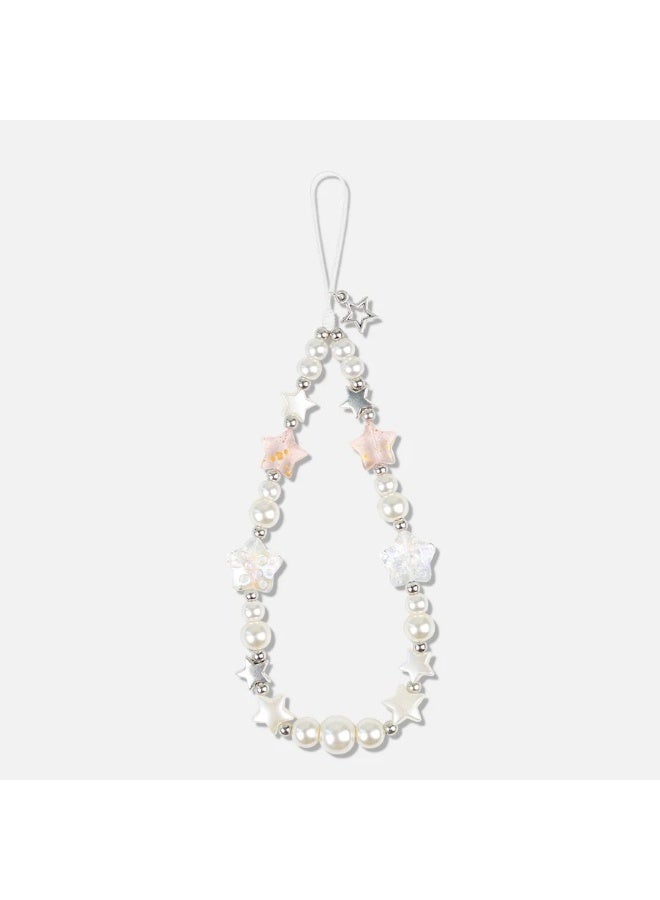 NIBEMINENT Super Cute Beaded Phone Charm – Trendy Phone Chain Wrist Strap, Shining Beads Chain Lanyard for Cell Phone 