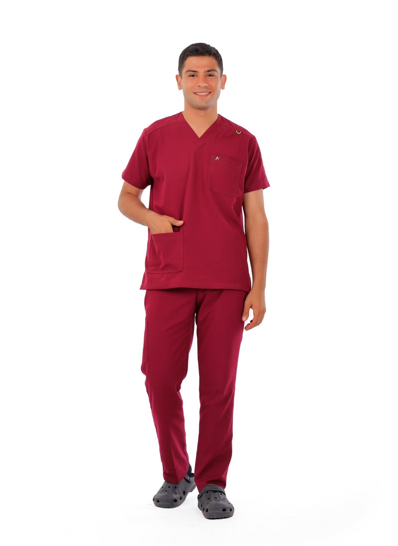 APEX Premium Scrub 1/2 Sleeve Male Crimson MIX C  - Image 2