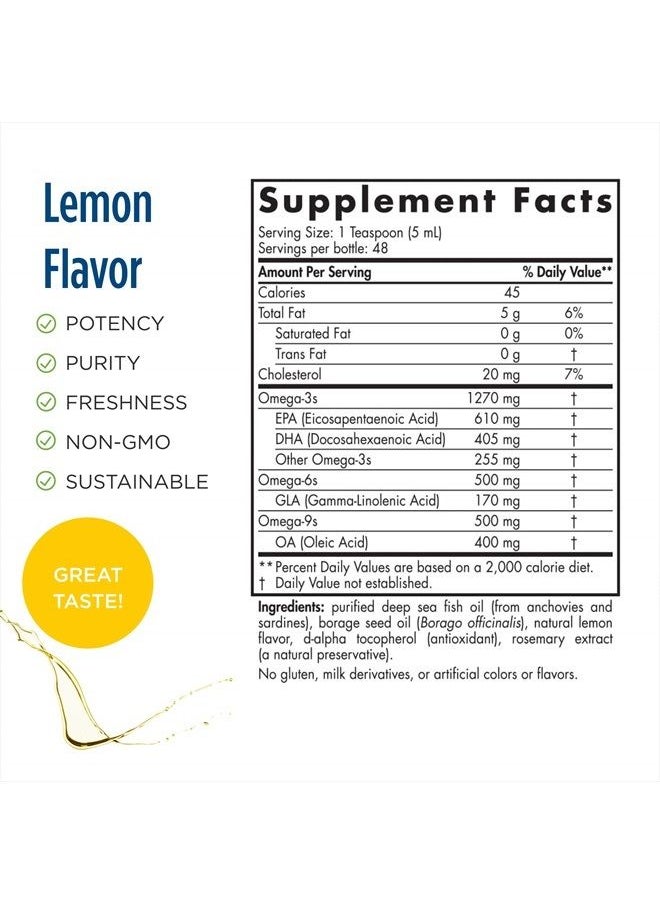 NORDIC NATURALS - ProEFA 3-6-9, Lemon Flavor - 8 oz - 1270 mg Omega-3 - EPA & DHA with Added GLA - Healthy Skin & Joints, Cognition, Positive Mood - Non-GMO - 48 Servings - Image 1