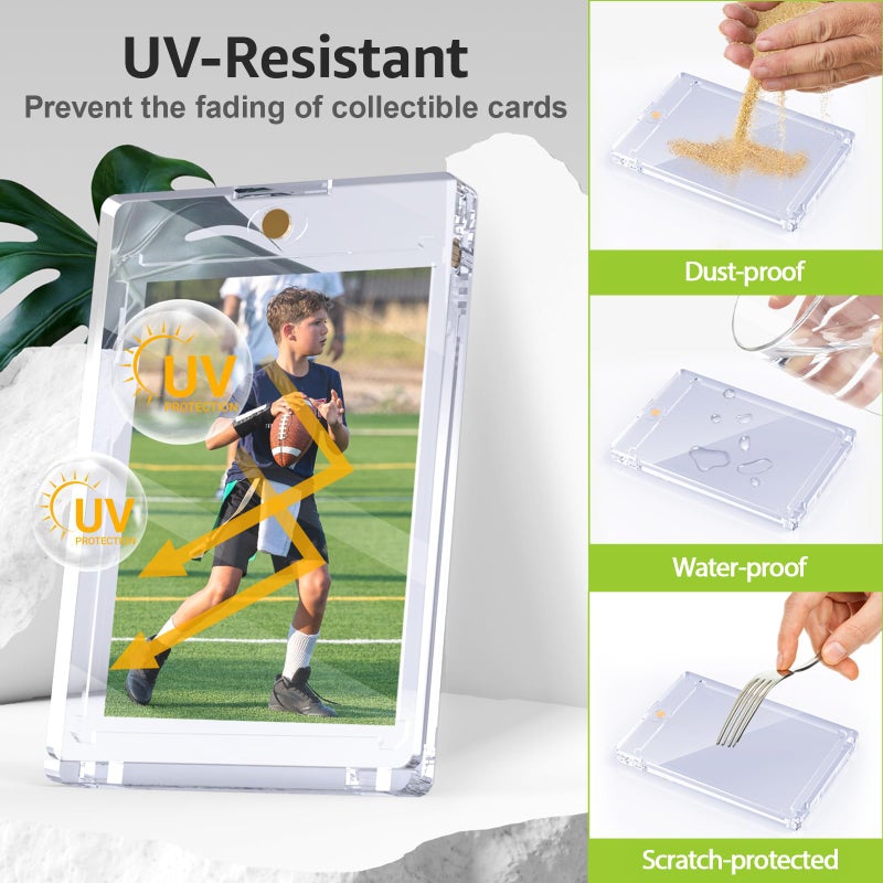 SAMYUCHO 75PT Magnetic Card Holder for Trading Cards, 15 Pack One Card Touch Holder, U-V Protection Baseball Card Display Case Hard Plastic Protector for Basketball Sports Game - Image 3