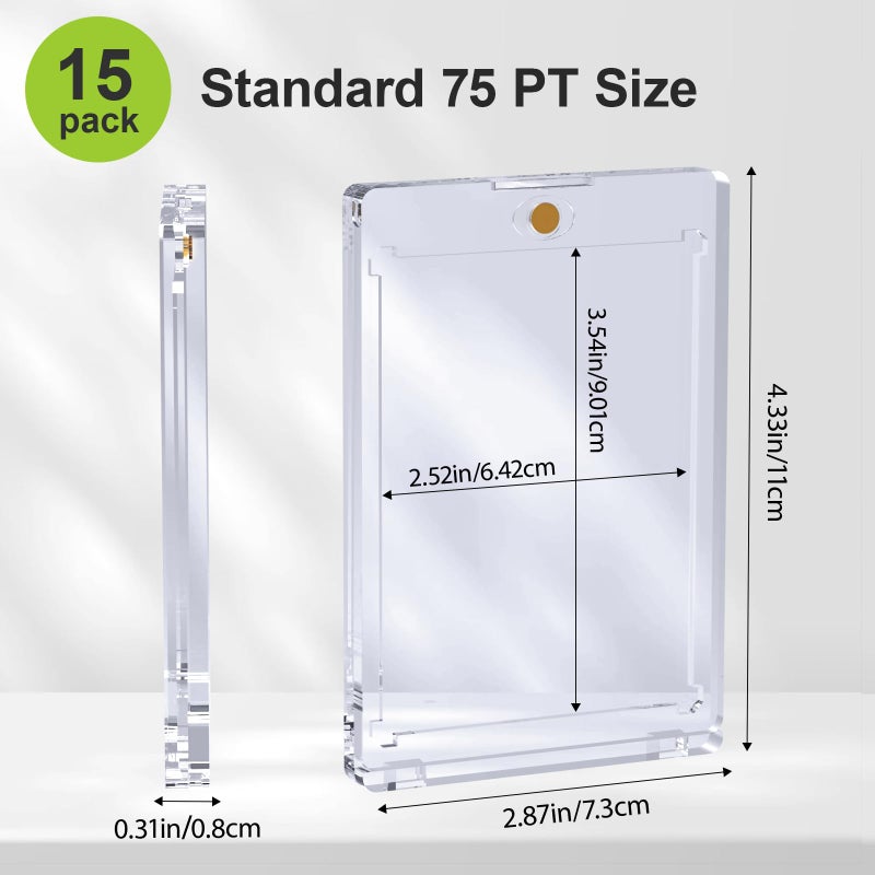 SAMYUCHO 75PT Magnetic Card Holder for Trading Cards, 15 Pack One Card Touch Holder, U-V Protection Baseball Card Display Case Hard Plastic Protector for Basketball Sports Game - Image 2