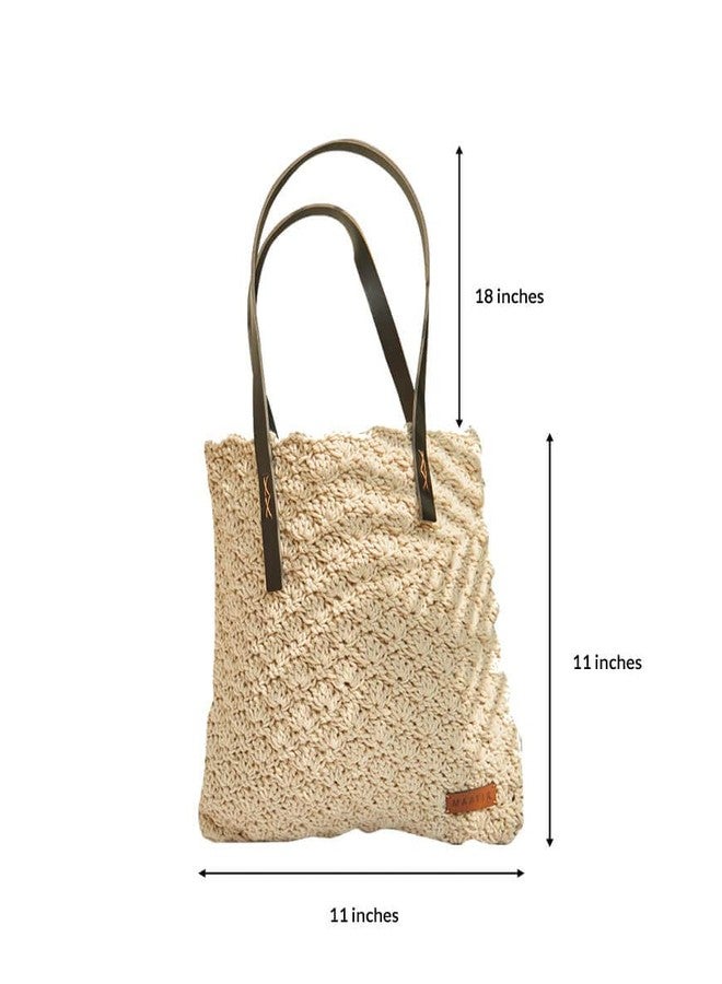 MaatirDesigns Maatir Crochet Handbag, Cream Crocheted Tote Bag, Crochet Purse, Vegan Bag | Handmade crochet yarn handbags | Eco friendly bag - Image 5