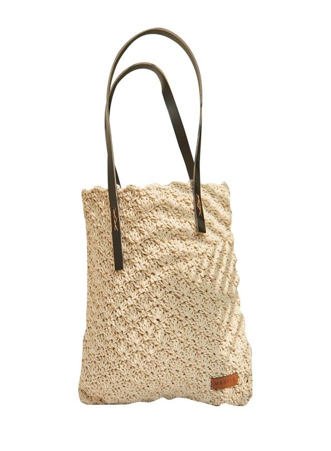 MaatirDesigns Maatir Crochet Handbag, Cream Crocheted Tote Bag, Crochet Purse, Vegan Bag | Handmade crochet yarn handbags | Eco friendly bag - Image 1