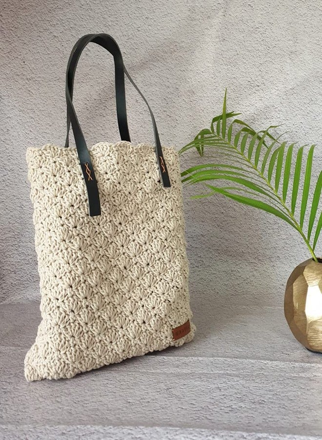 MaatirDesigns Maatir Crochet Handbag, Cream Crocheted Tote Bag, Crochet Purse, Vegan Bag | Handmade crochet yarn handbags | Eco friendly bag - Image 2