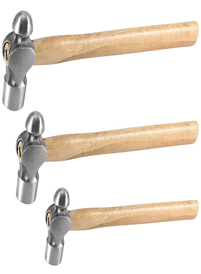 HAKZEON 3 PCS 16 oz 24 oz 32 oz Wood Handle Ball Peen Hammer,Ball Pein Hammer Set with Shock Reduction Effect Grip and Double Striking Heads for Household Workshop Repair Metal Rivet - Image 1