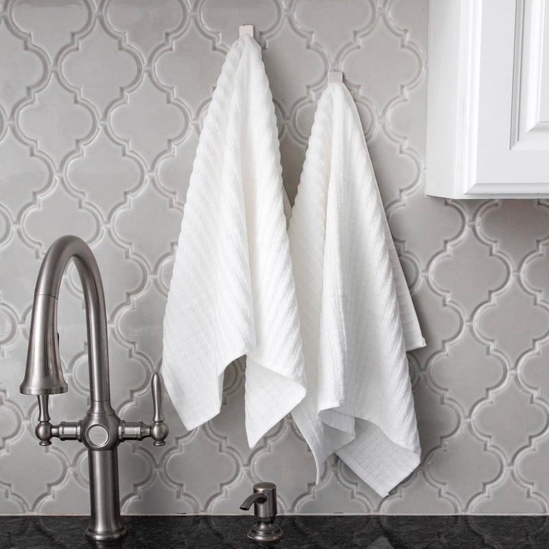 Ritz Royale Collection 100% Combed Terry Cotton, Highly Absorbent, Oversized, Kitchen Towel Set, 28" x 18", 2-Pack, Solid White - Image 5