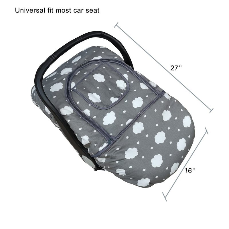 DODO NICI Carseat Cover, Winter Baby car seat Covers for Infant car seat, Baby Carrier Cover Canopy, Window in Door Zipper Open, Thick Padded, Grey Cloud; - Image 4