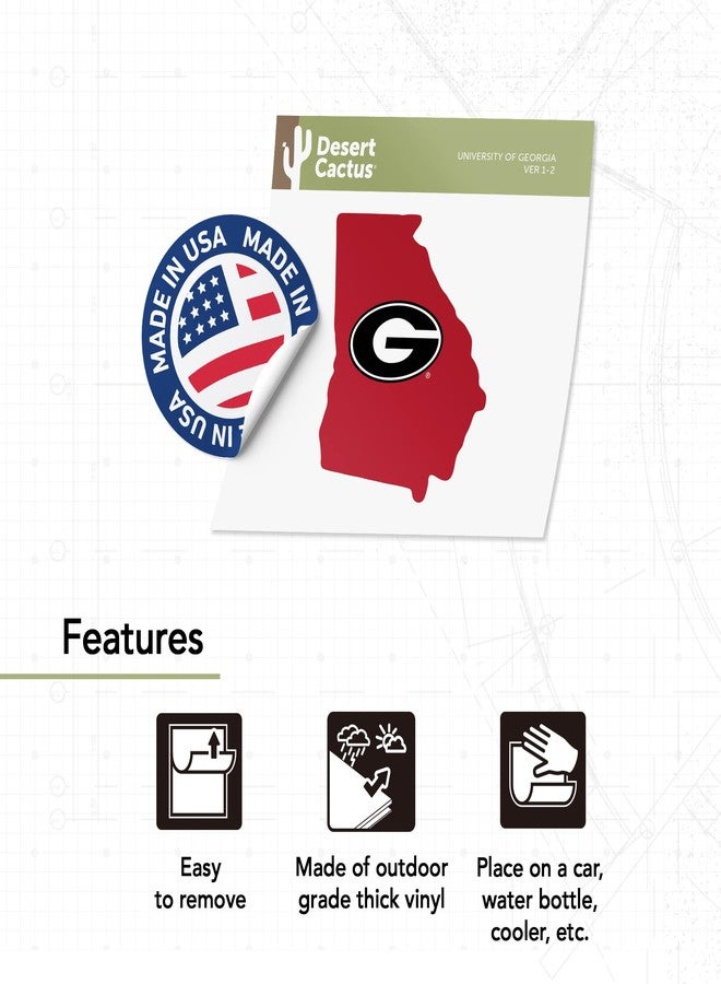 Desert Cactus University of Georgia Sticker Bulldogs UGA Dawgs Vinyl Decal Laptop Water Bottle Car Scrapbook (State Border Sticker) - Image 5