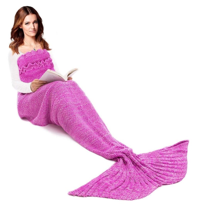 Drumstone (𝗪𝗶𝗻𝘁𝗲𝗿 𝗦𝗽𝗲𝗰𝗶𝗮𝗹 Cozy Hand-Knitted Mermaid Tail Blanket for Adults and Kids, All-Season Sleeping Bag, for Girls, Snuggly and Stylish for Bed, Couch, or Camping - Image 1
