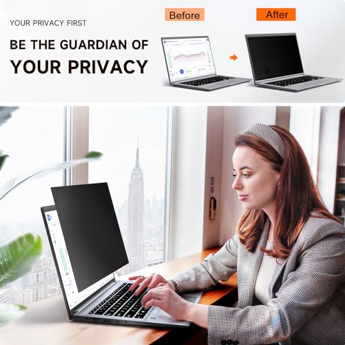 Mamol Laptop Privacy Screen 14 Inch Compatible with Lenovo/HP Envy/Dell/Acer/Asus/Thinkpad, 16:9 Aspect Removable Anti Glare Blue Light Privacy Screen Filter, Computer Monitor Security Shield 14 In - Image 2