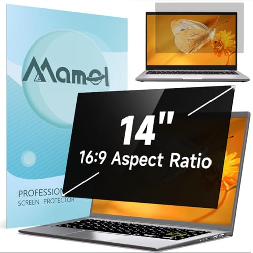 Mamol Laptop Privacy Screen 14 Inch Compatible with Lenovo/HP Envy/Dell/Acer/Asus/Thinkpad, 16:9 Aspect Removable Anti Glare Blue Light Privacy Screen Filter, Computer Monitor Security Shield 14 In - Image 1