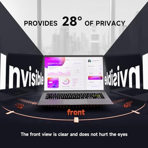 Mamol Laptop Privacy Screen 14 Inch Compatible with Lenovo/HP Envy/Dell/Acer/Asus/Thinkpad, 16:9 Aspect Removable Anti Glare Blue Light Privacy Screen Filter, Computer Monitor Security Shield 14 In - Image 3