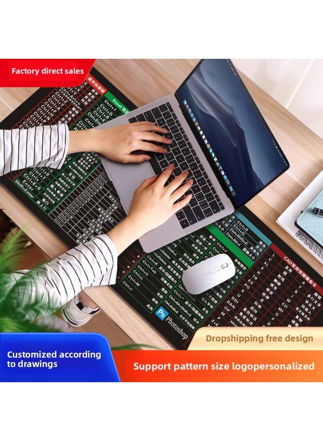 Shortcut Mouse Pad Oversized Computer PS Office Wps Learning Shortcut Thickened Non-slip Mouse Pad Customization-Color:50*100*0.3-Pattern:To Map Custom - Image 2