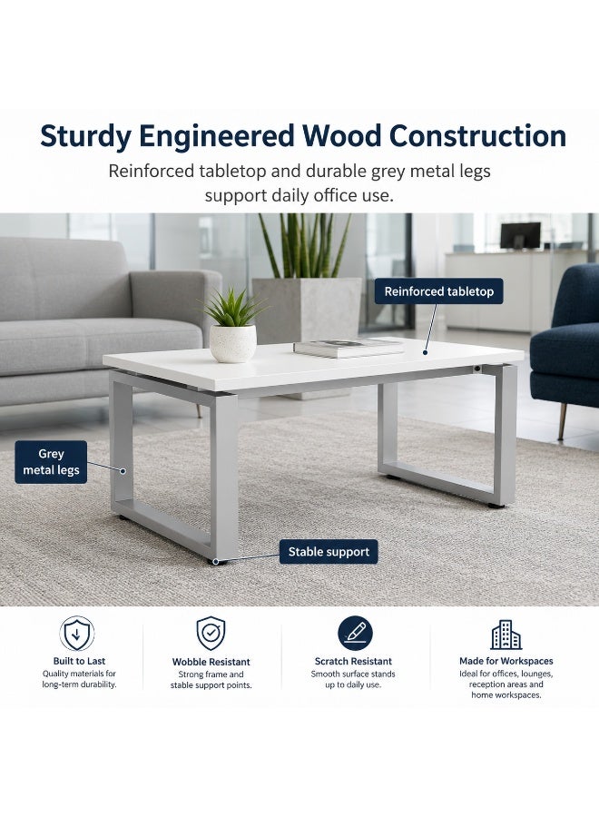 Sky Land Skyland NOVO 1000 End Table, Side Table for Office and Home, Ergonomic Workspace Companion, White Top with Grey Legs, 60 x 45 cm, Assembly Required (Self Installation) - Image 2