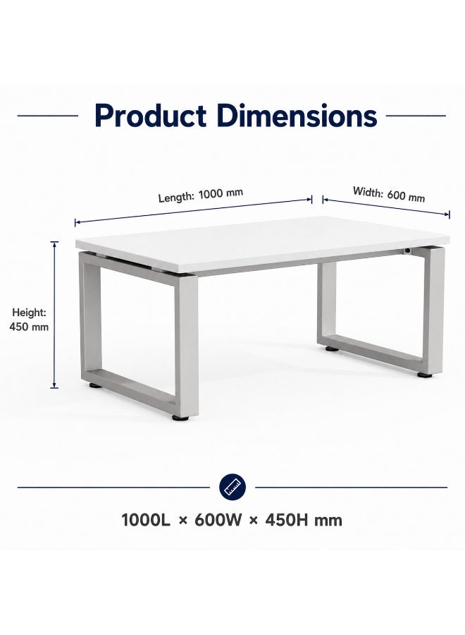 Sky Land Skyland NOVO 1000 End Table, Side Table for Office and Home, Ergonomic Workspace Companion, White Top with Grey Legs, 60 x 45 cm, Assembly Required (Self Installation) - Image 5