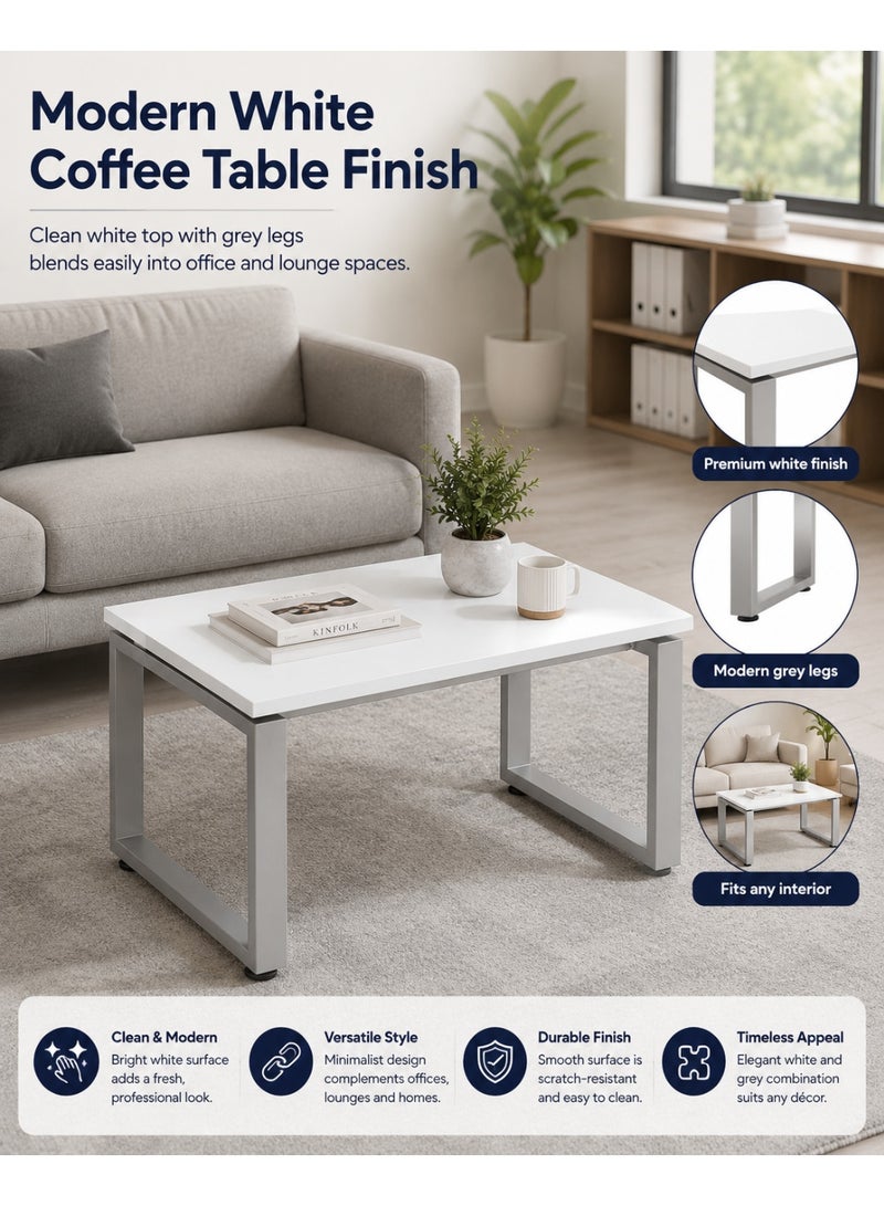 Sky Land Skyland NOVO 1000 End Table, Side Table for Office and Home, Ergonomic Workspace Companion, White Top with Grey Legs, 60 x 45 cm, Assembly Required (Self Installation) - Image 4