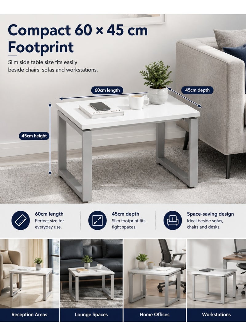 Sky Land Skyland NOVO 1000 End Table, Side Table for Office and Home, Ergonomic Workspace Companion, White Top with Grey Legs, 60 x 45 cm, Assembly Required (Self Installation) - Image 3