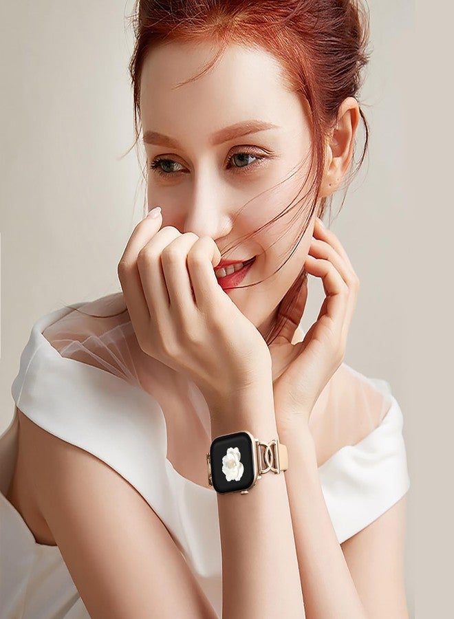 DaQin Slim Band Compatible with Apple Watch Bands for Women 40mm 41mm 38mm 42mm, Stylish Thin Bracelet Soft Silicone Sport Accessories for iWatch Bands Series 11 10 9 8 7 6 5 4 3 2 1 SE, Milk Tea - Image 2