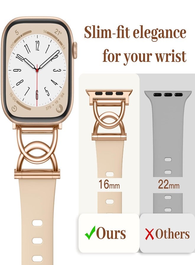 DaQin Slim Band Compatible with Apple Watch Bands for Women 40mm 41mm 38mm 42mm, Stylish Thin Bracelet Soft Silicone Sport Accessories for iWatch Bands Series 11 10 9 8 7 6 5 4 3 2 1 SE, Milk Tea - Image 4
