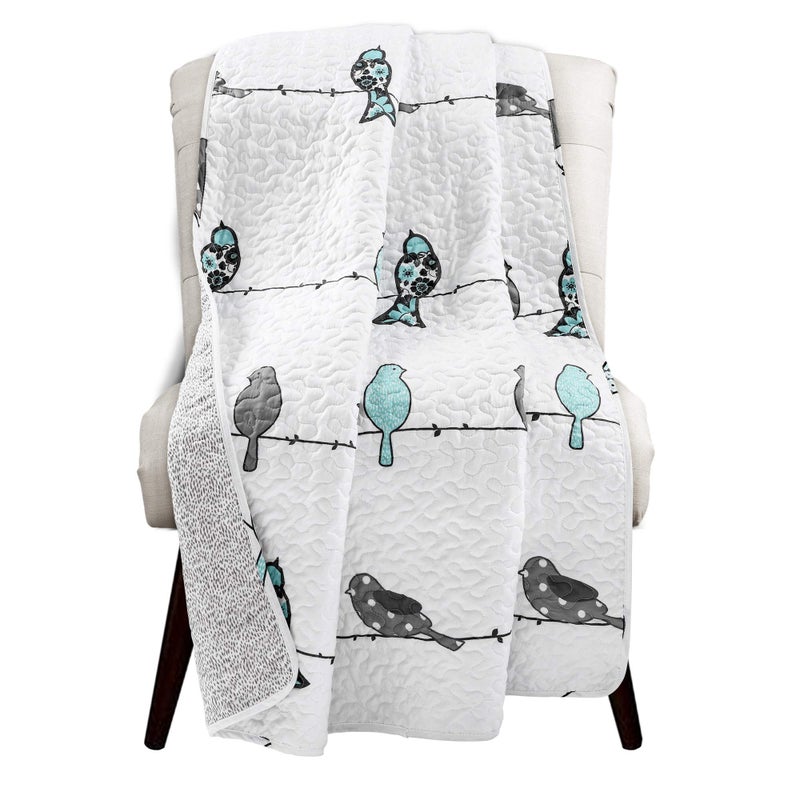 Lush Decor Lush Decor Rowley Birds Throw Blanket  Blue & Gray  60"" L x 50"" W  - Image 4