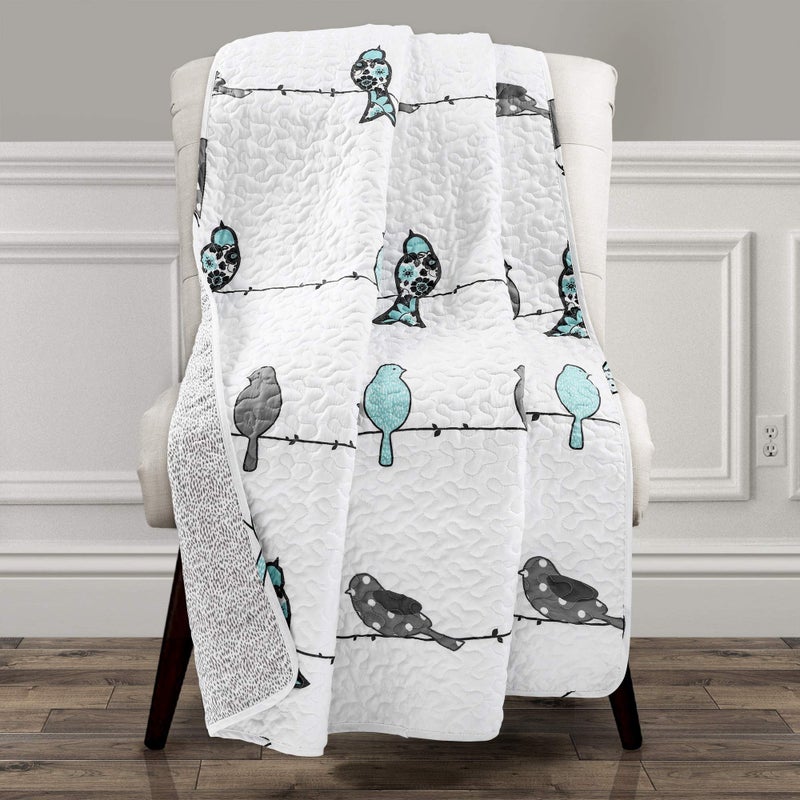 Lush Decor Lush Decor Rowley Birds Throw Blanket  Blue & Gray  60"" L x 50"" W  - Image 5