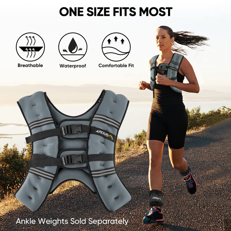 APEXUP 15lbs Weighted Vest Men Women, Weight Vest for Women Workout Equipment for Strength Training Running (Grey) - Image 5