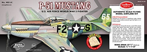 Guillows P51 Mustang Laser Cut Model Kit Yellow Small - Image 1