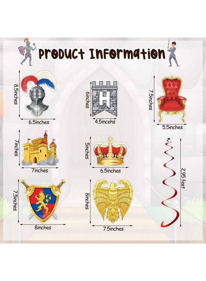Skylety 25 Pieces Medieval Birthday Banner Castle Party Supplies Knight Birthday Decorations Medieval Whirls Hanging Decorations Stone Wall Shield Armour Shield for Party Supplies - Image 2