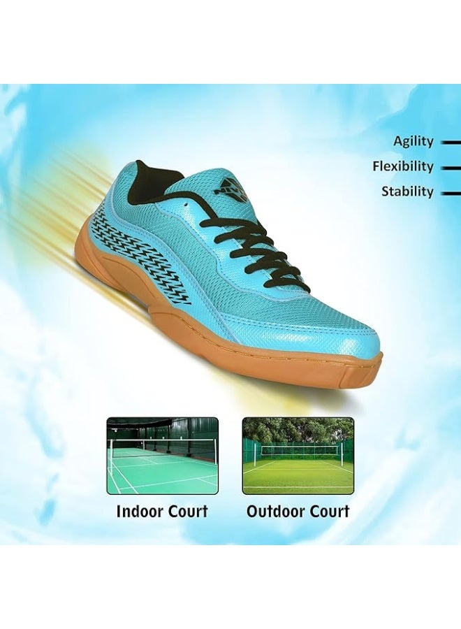 نيفيا حذاء فلاش 2.0 للرجال، مصنوع من جلد صناعي PVC وشبك، نعل أوسط من إسفنج مزدوج، نعل خارجي دائري بنمط متعرج لا يترك أثراً (أزرق)، مقاس 6 بريطاني - Image 3