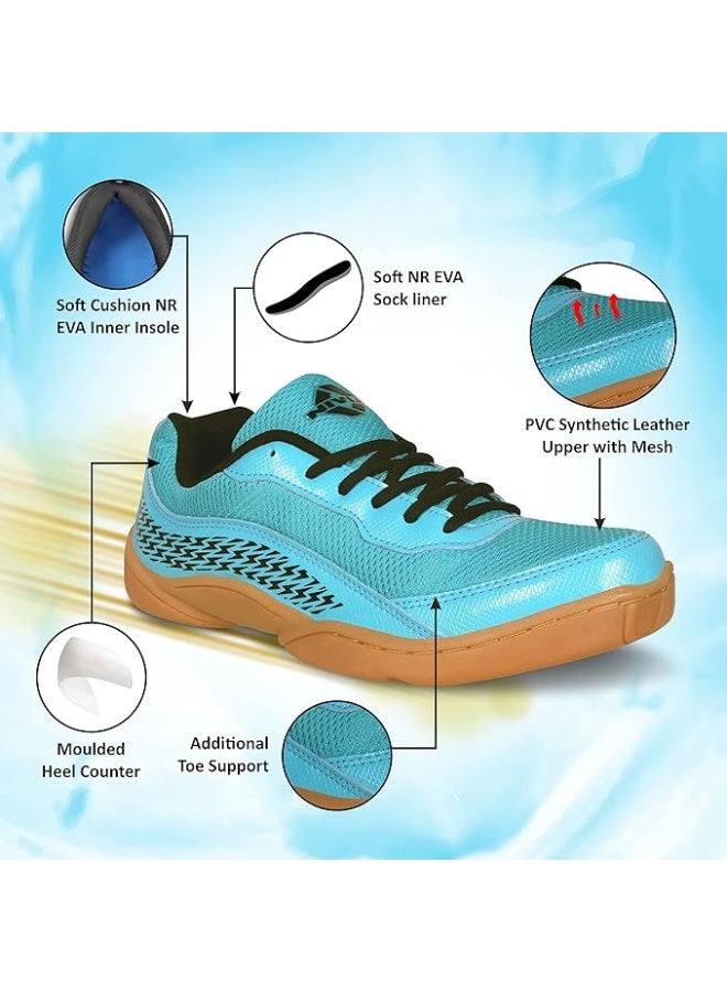 نيفيا حذاء فلاش 2.0 للرجال، مصنوع من جلد صناعي PVC وشبك، نعل أوسط من إسفنج مزدوج، نعل خارجي دائري بنمط متعرج لا يترك أثراً (أزرق)، مقاس 6 بريطاني - Image 2