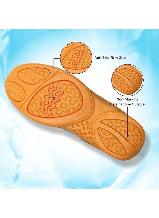 نيفيا حذاء فلاش 2.0 للرجال، مصنوع من جلد صناعي PVC وشبك، نعل أوسط من إسفنج مزدوج، نعل خارجي دائري بنمط متعرج لا يترك أثراً (أزرق)، مقاس 6 بريطاني - Image 4
