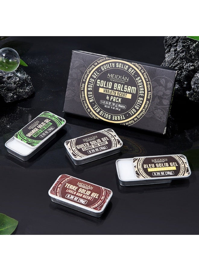 MEIDIAN Men's Solid Perfume Balm Set 4 Pack, Long Lasting Solid Cologne Variety Scents, Portable Travel Size Fragrance Wax, Alcohol-Free Moisturizing Formula, Everyday Office, Gym, Outdoor and Gift for Men - Image 1