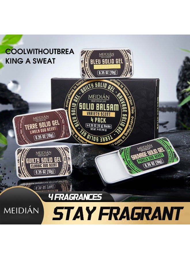 MEIDIAN Men's Solid Perfume Balm Set 4 Pack, Long Lasting Solid Cologne Variety Scents, Portable Travel Size Fragrance Wax, Alcohol-Free Moisturizing Formula, Everyday Office, Gym, Outdoor and Gift for Men - Image 2
