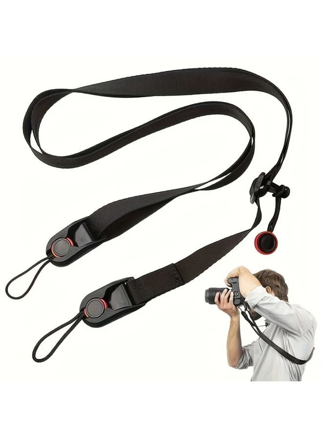 حزام كاميرا أسود قابل للتعديل لكانون نيكون سوني كاميرات ميرورليس دعم للرقص والمعصم والكتف - Image 1