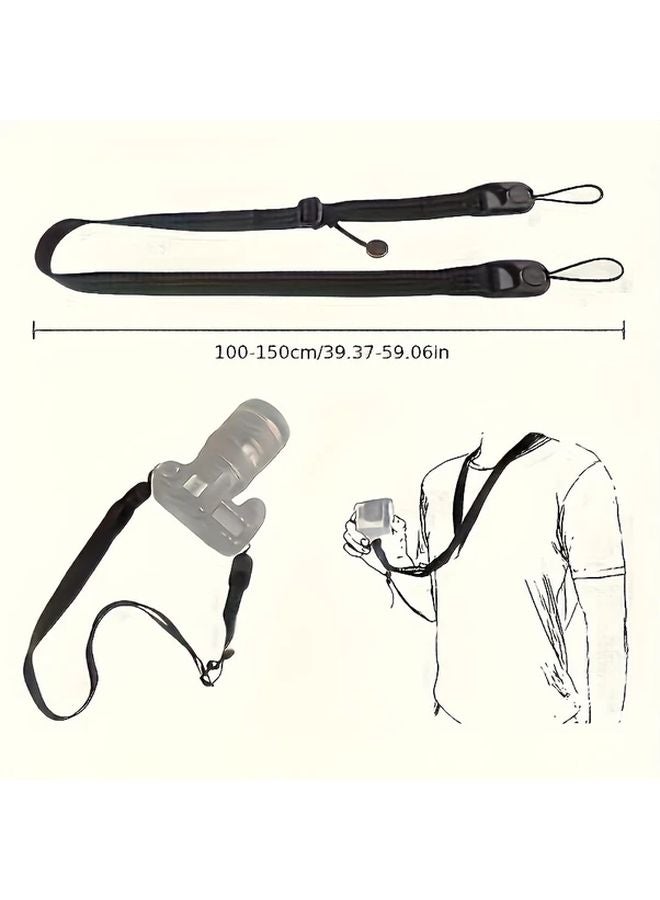 حزام كاميرا أسود قابل للتعديل لكانون نيكون سوني كاميرات ميرورليس دعم للرقص والمعصم والكتف - Image 3