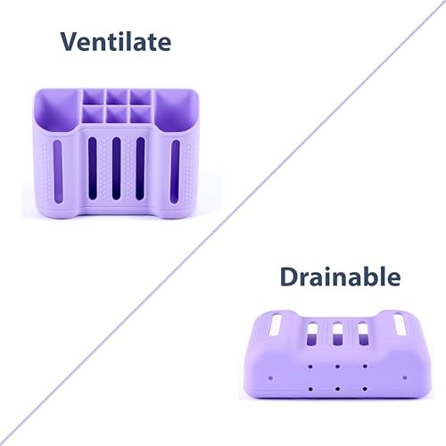 MtBoi Wall-Mounted Silicone Toothbrush Holders for Bathrooms, Electric Toothbrush, Shaver and Toothpaste Holder, Multiple Slots, Suction Pad& Adhesive Tape, Bathroom Organizer, Bathroom Accessories (Purple) - Image 4
