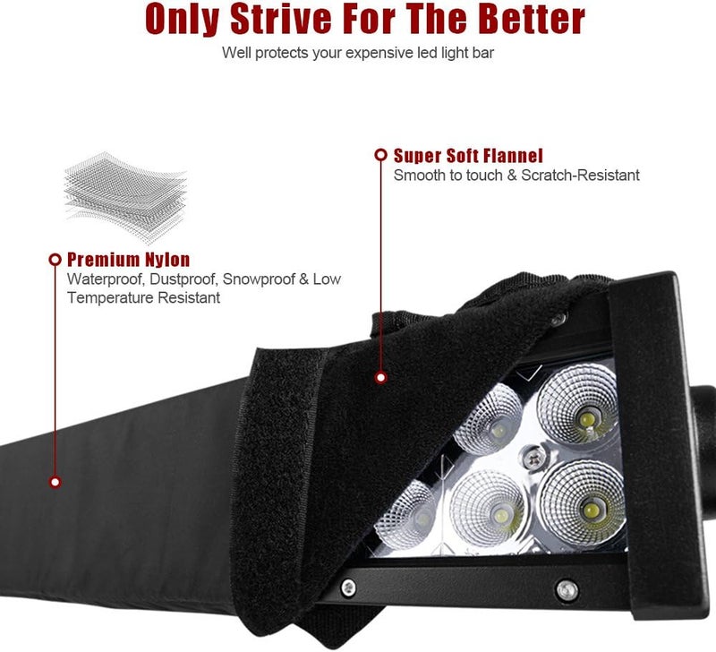 MICTUNING 42 inches Universal Straight and Curved LED Light Bar Cover - Water-Resistant, Windproof, Dustproof, Snowproof Scratch-Proof Protective Sleeve - Image 2
