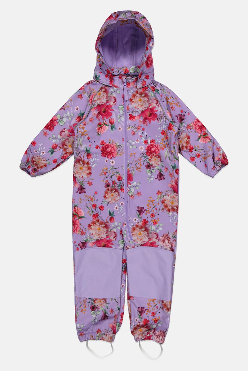 NAME IT Toddlers Girl Floral Print Long Sleeve Fleece Romper, Multicolor - Image 1