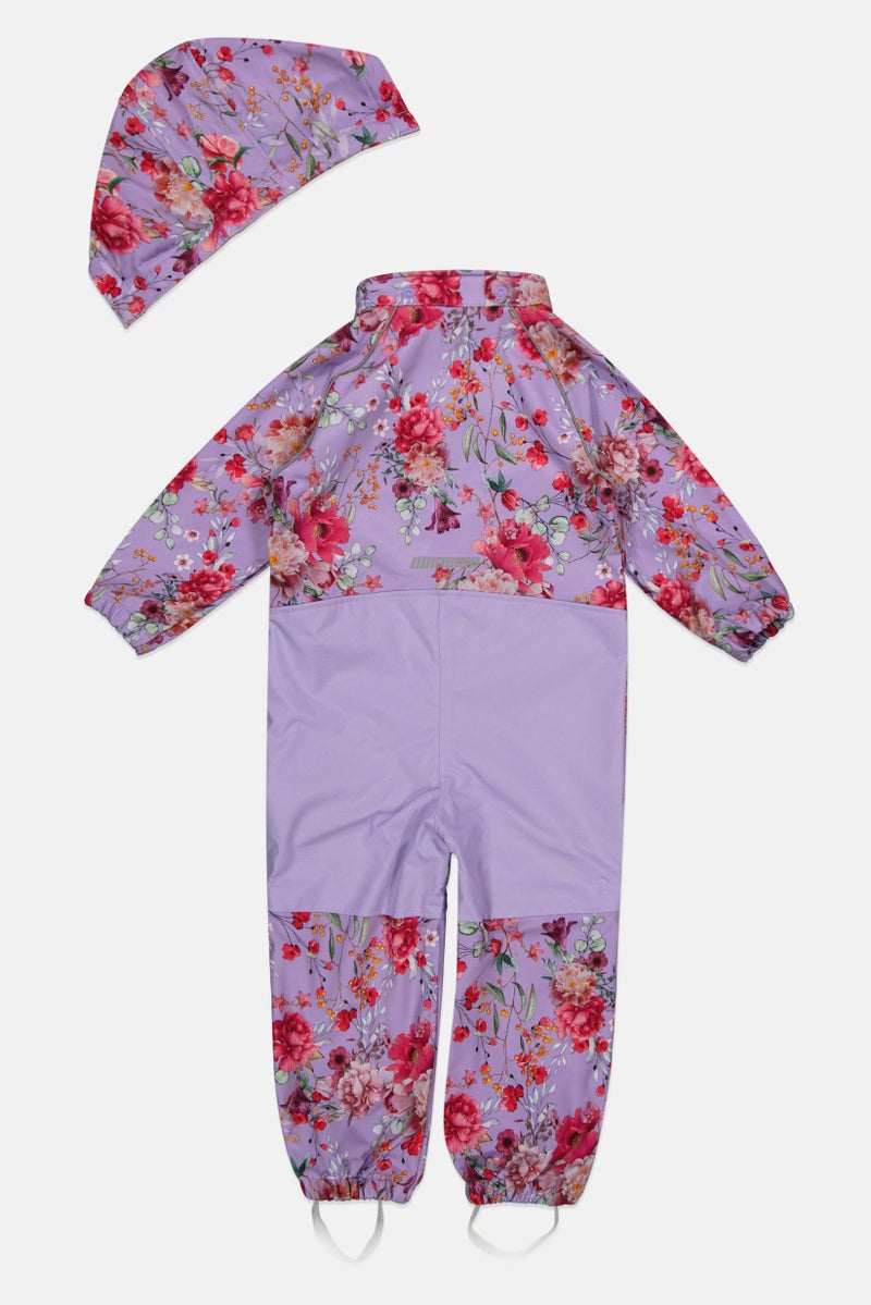 NAME IT Toddlers Girl Floral Print Long Sleeve Fleece Romper, Multicolor - Image 2